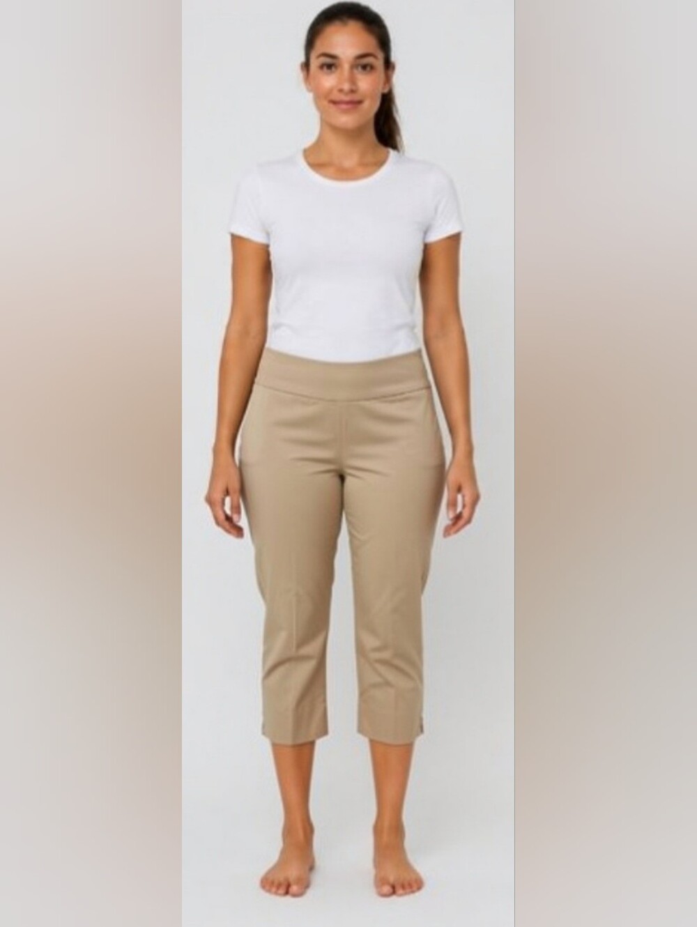 Ruby Rd. Khaki Pull-On Capri Pants Size 8